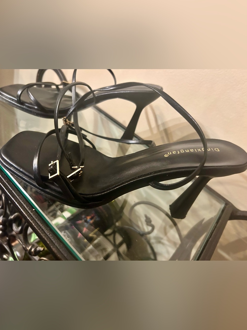 Black Strappy Stiletto Sandals - Women's Heels